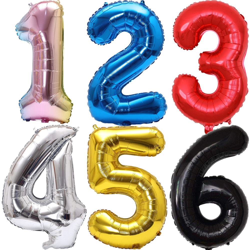 Balloon Pump Hand - 32inch Rainbow Gradient Number Foil Balloon
