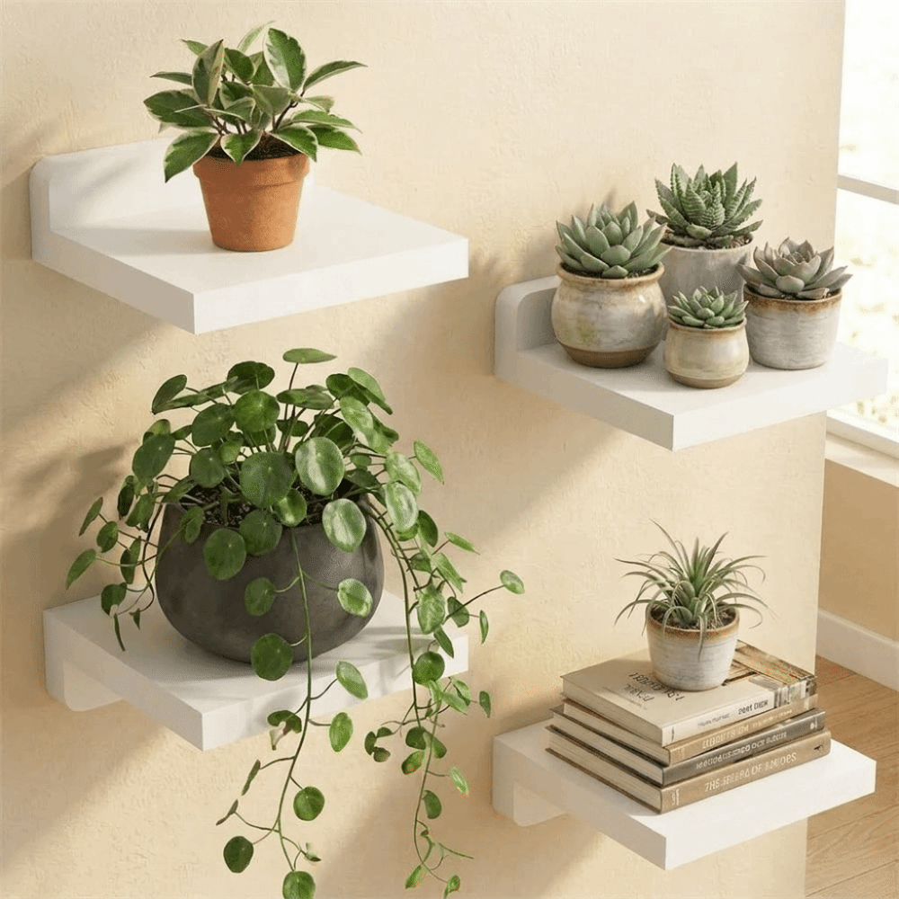 4PCS Wood Small Floating Shelv - Flower Wall Panel ulasan dan harga