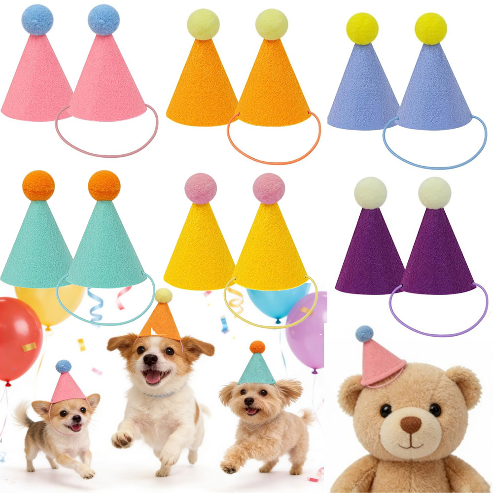 3/6pcs Pet Party Hat Colorful  - Party Hat Cone ulasan dan harga