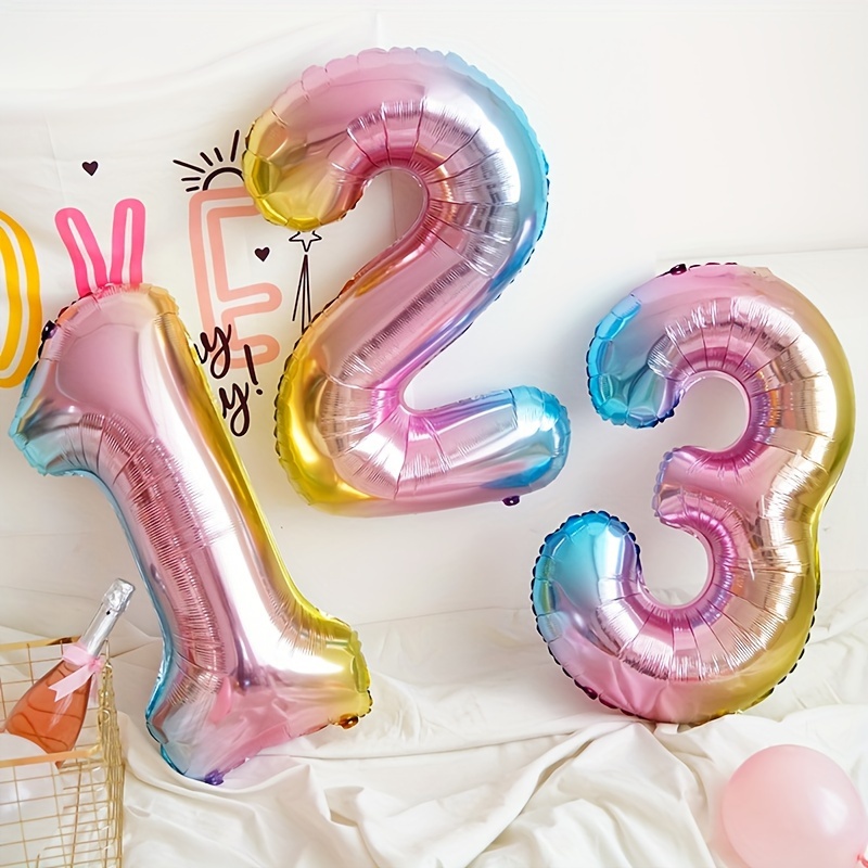 32inch Rainbow Gradient Number - Balloon Pump Hand ulasan dan harga