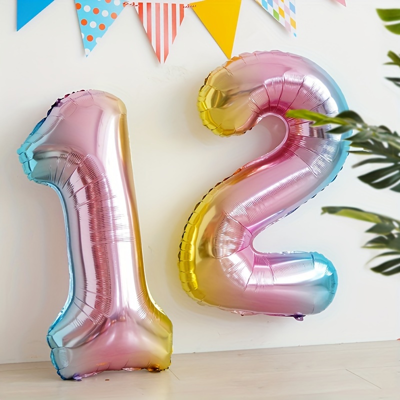 32inch Rainbow Gradient Number - Balloon Pump Hand ulasan dan harga
