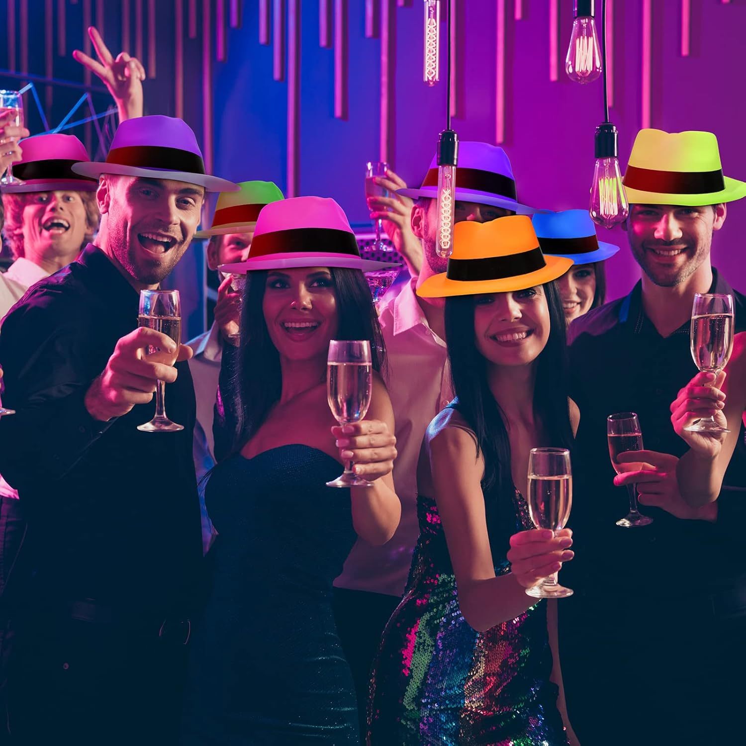 12 Pieces Neon Mafia Style Par - Party Hat Cone ulasan dan harga