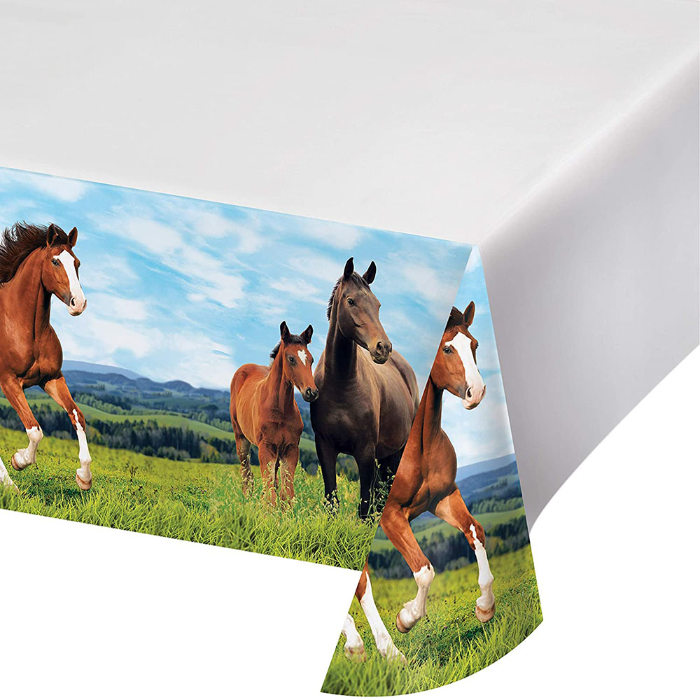 130x220 CM Wild Horse Tableclo - Table Cloth Disposable ulasan dan harga
