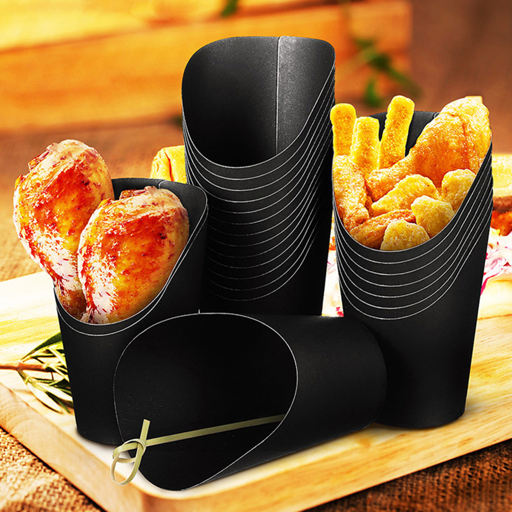 50Pcs Kraft Paper French Fries - Plastic Cup 50Pcs ulasan dan harga