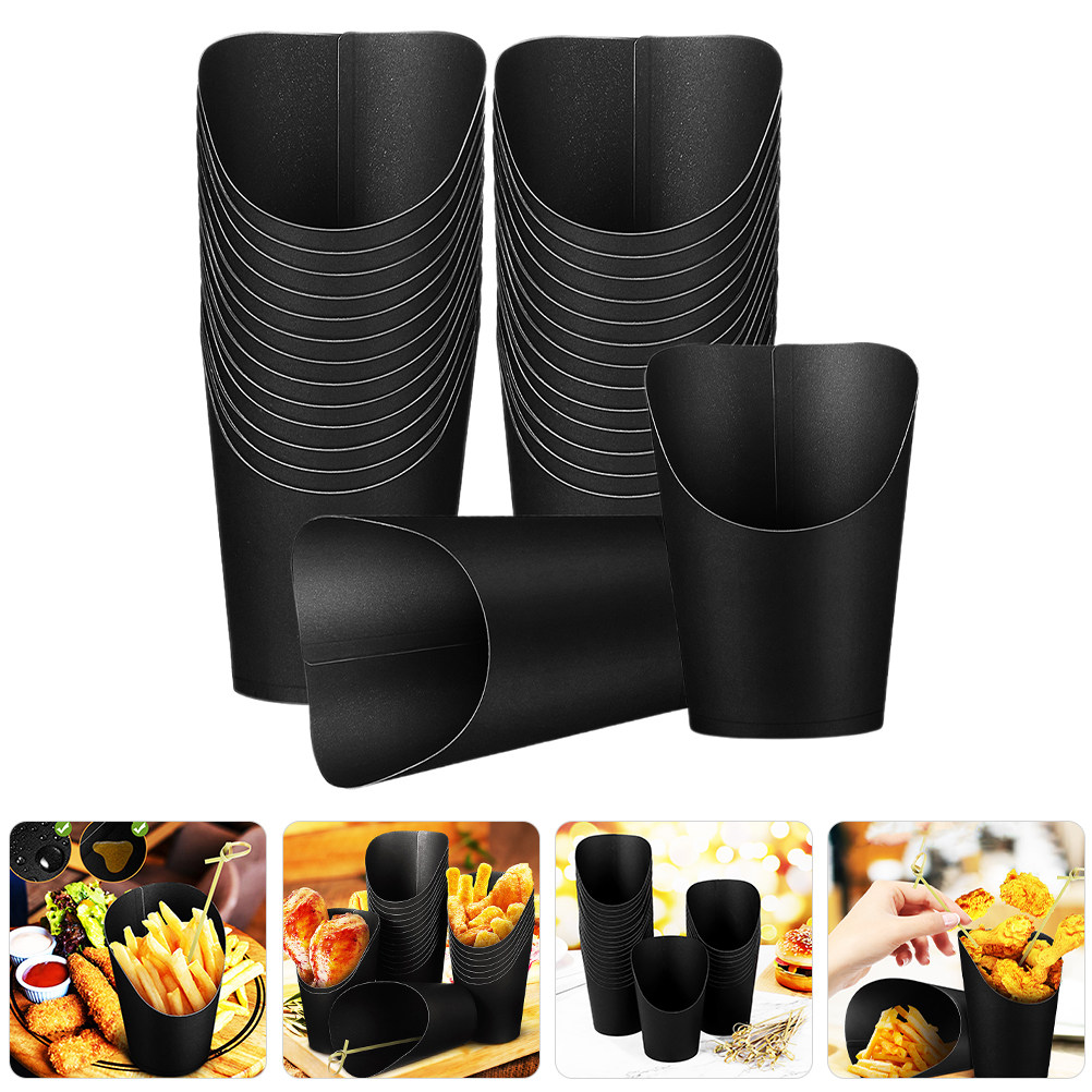 50Pcs Kraft Paper French Fries - Plastic Cup 50Pcs ulasan dan harga