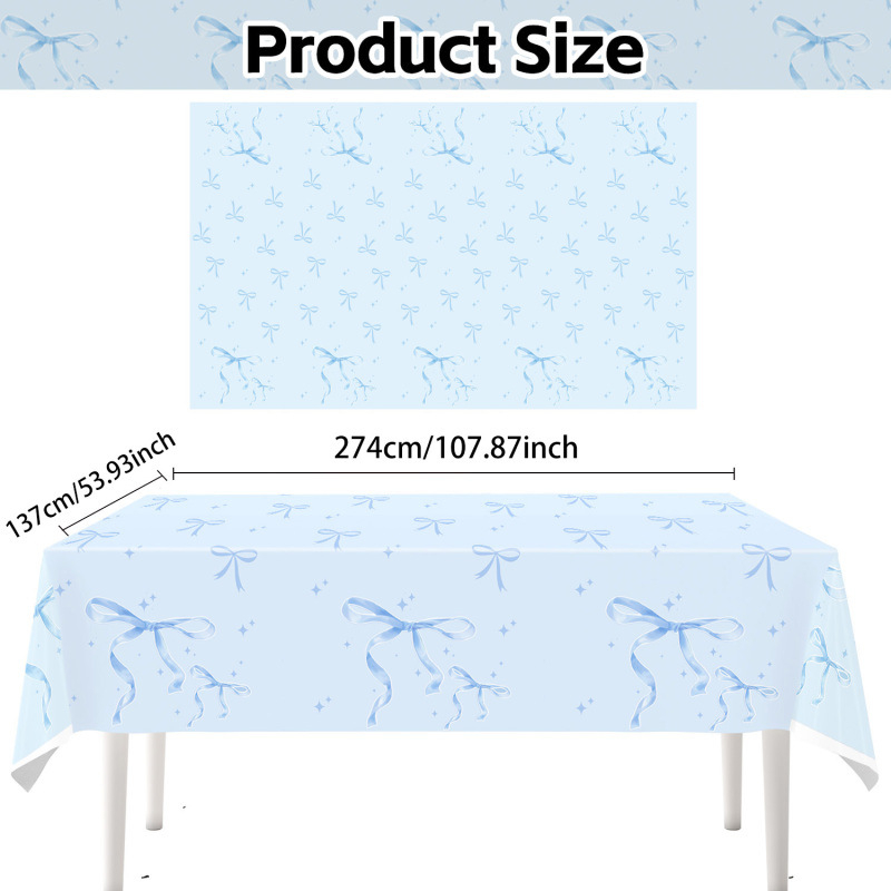 Light Blue Bow Birthday Party  - Table Cloth Disposable ulasan dan harga