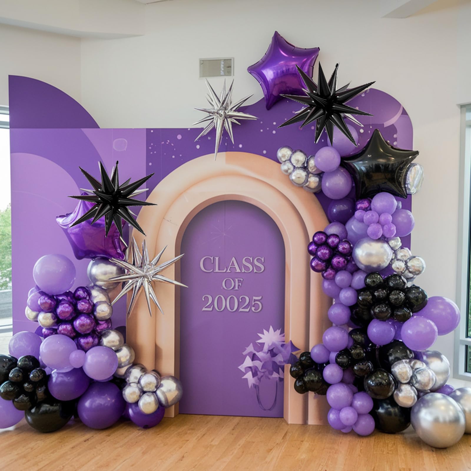 118Pcs Purple Black Silver Bal - Balloon Arch Kit ulasan dan harga