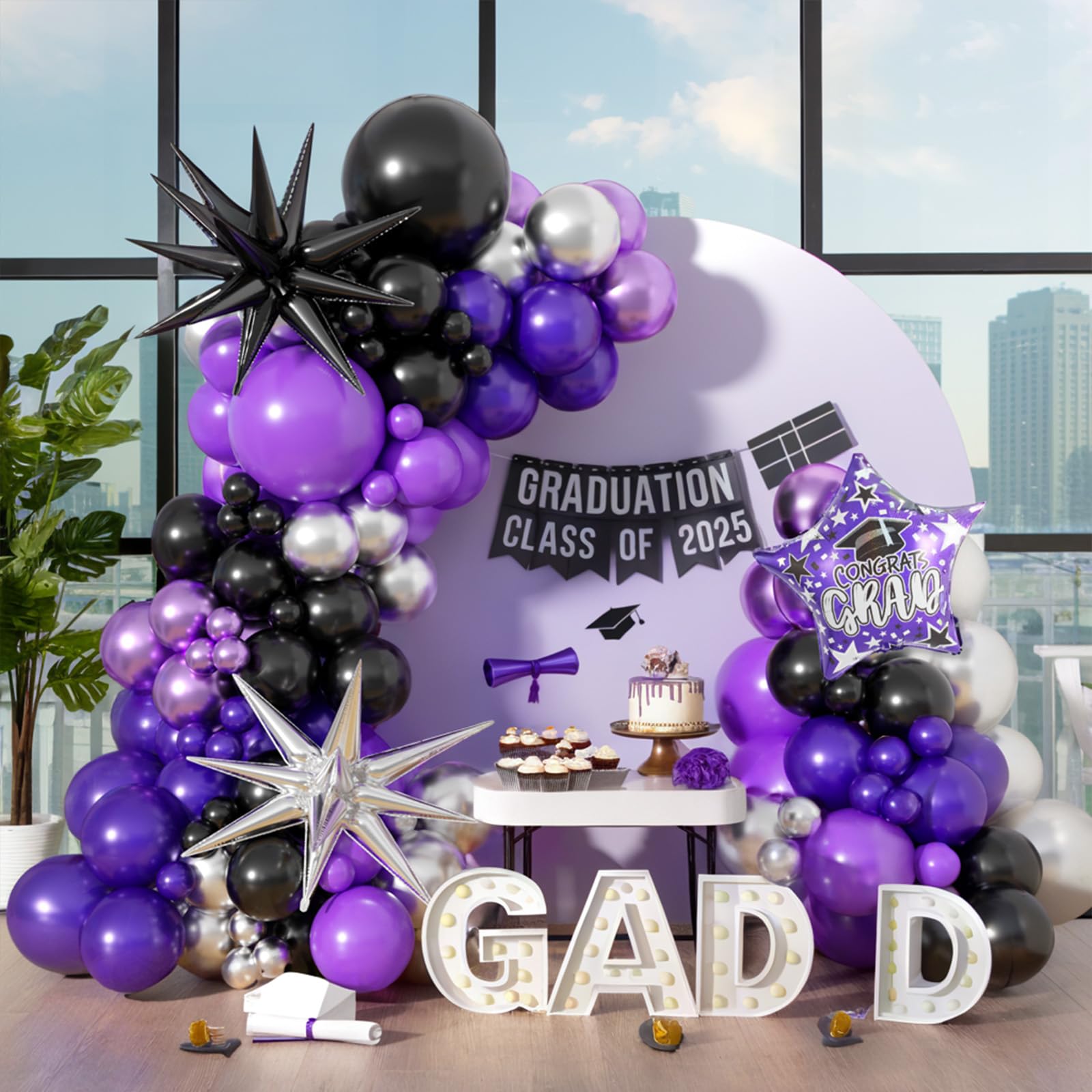 118Pcs Purple Black Silver Bal - Balloon Arch Kit ulasan dan harga